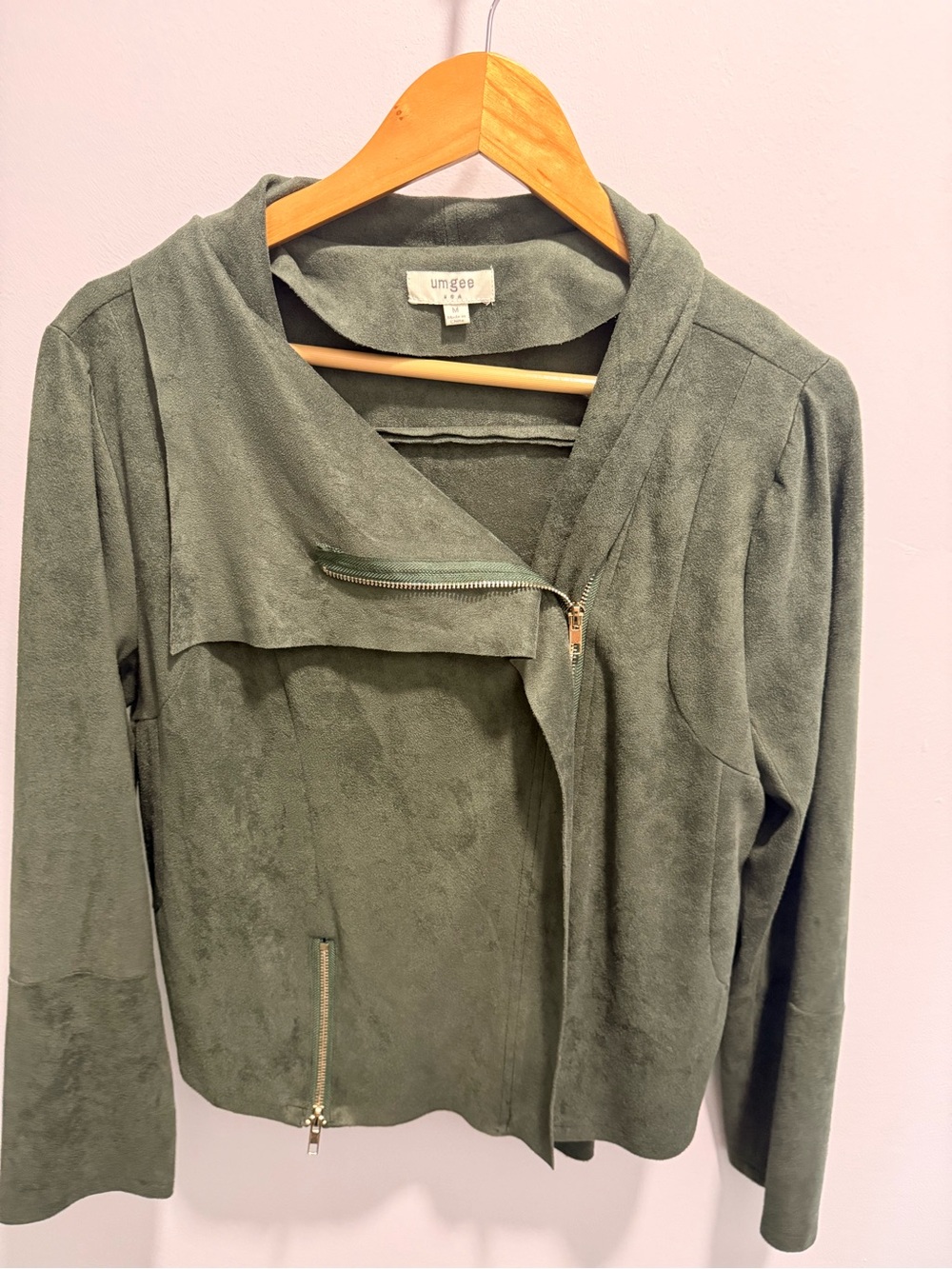 Umgee Dark Olive Suede-Look Moto Jacket